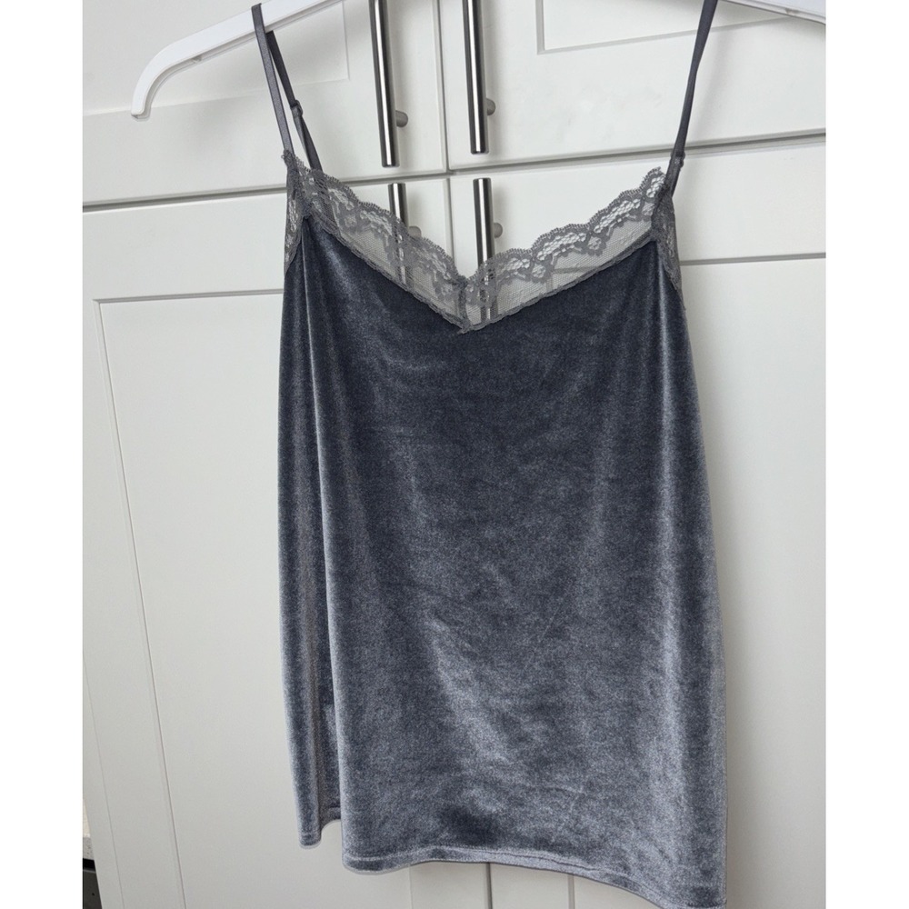 Velvet Cami Tank Top Gray Silver Rolla Coster Size Large